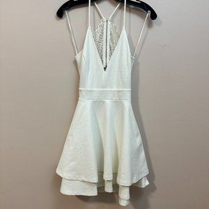 White Bridal A-line Skater Dress with Lace back